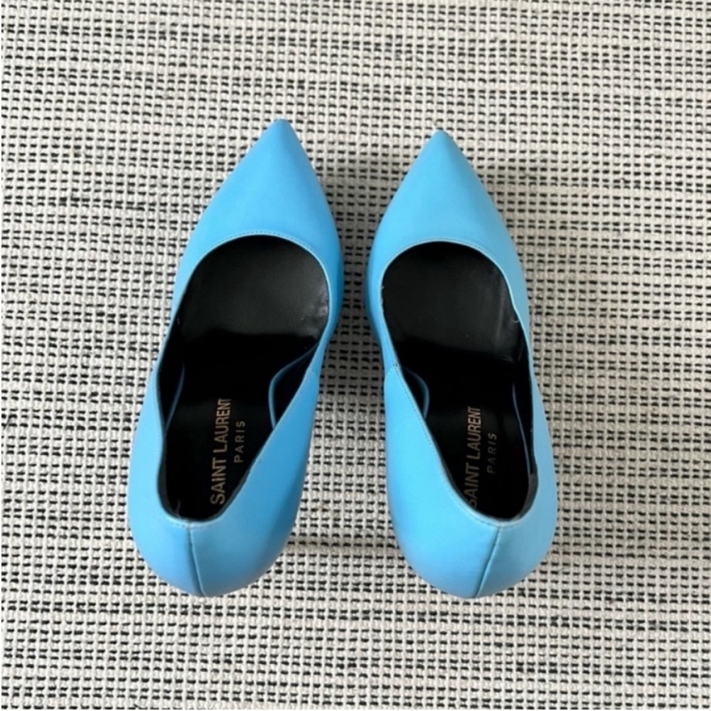 SAINT LAURENT Janis Platform Pump Glacier Baby Blue Size 36.5 - Picture 4 of 12